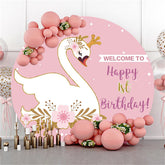 Willkommen Zu 1 Glücklich Geburtstag Runden Hintergrund Für Mädchen